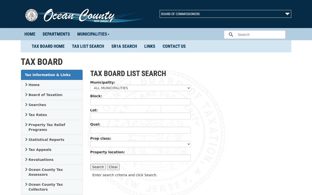 Stafford Township residents directory Ocean County tax search
