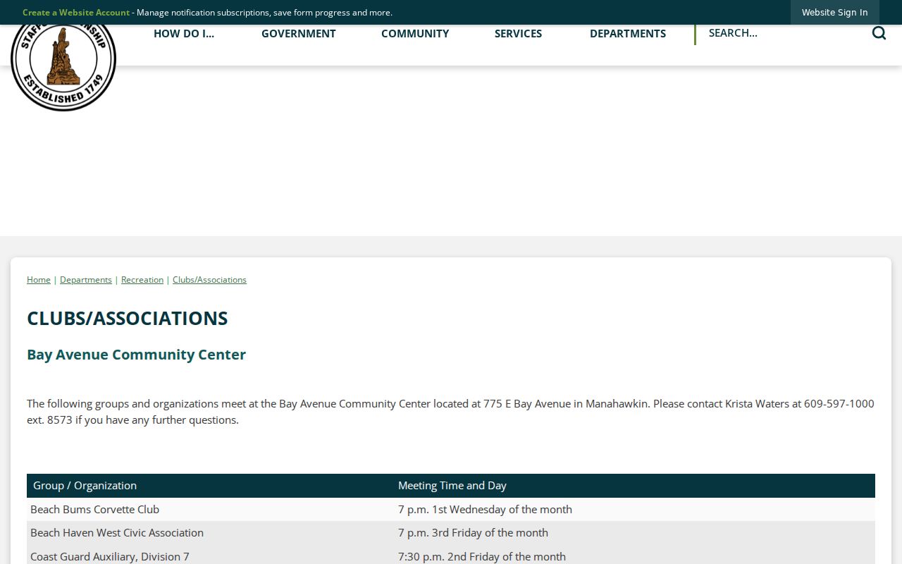 Stafford Township neighbors civic and community groups listing