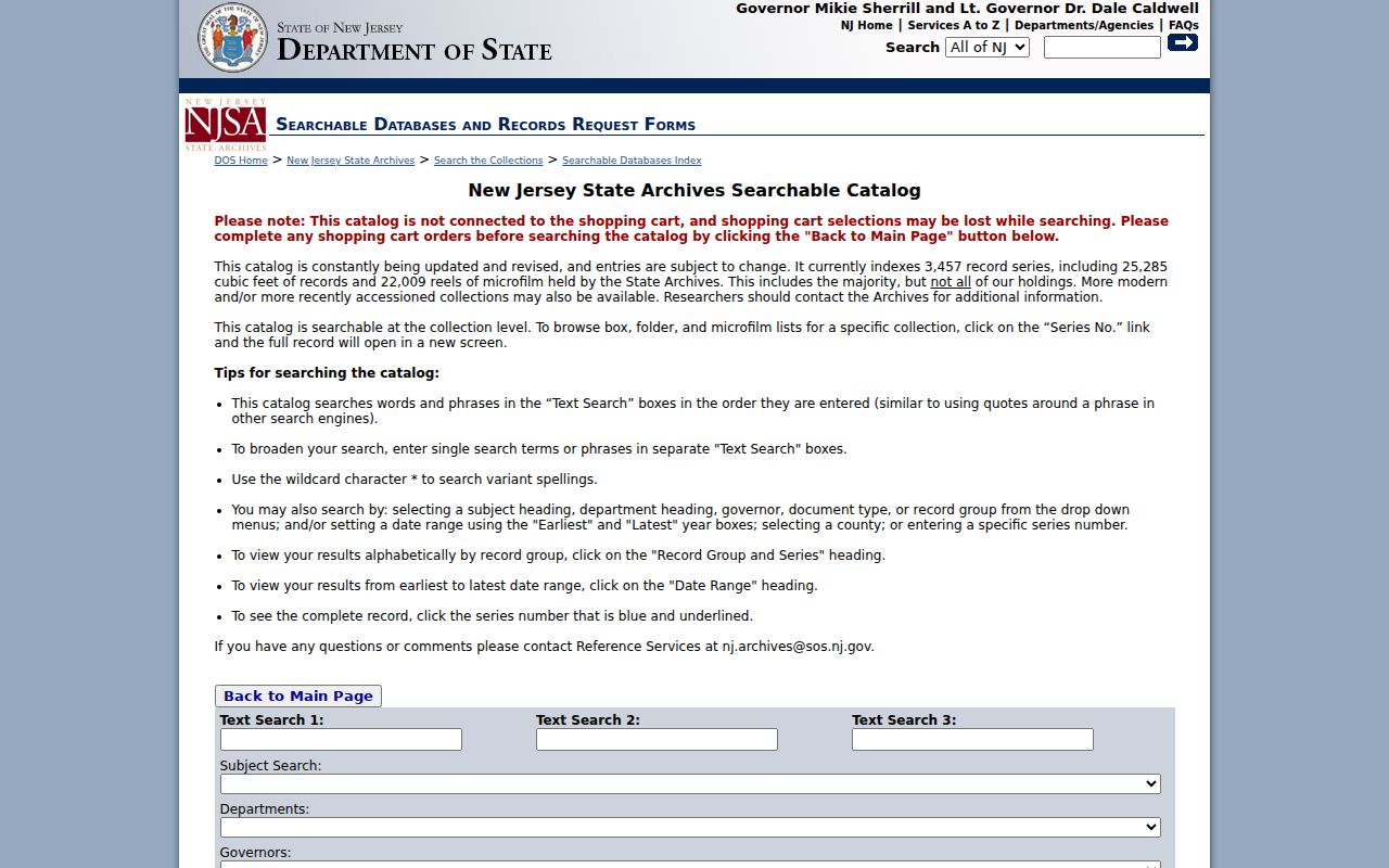 Stafford Township previous residents research in the New Jersey State Archives catalog